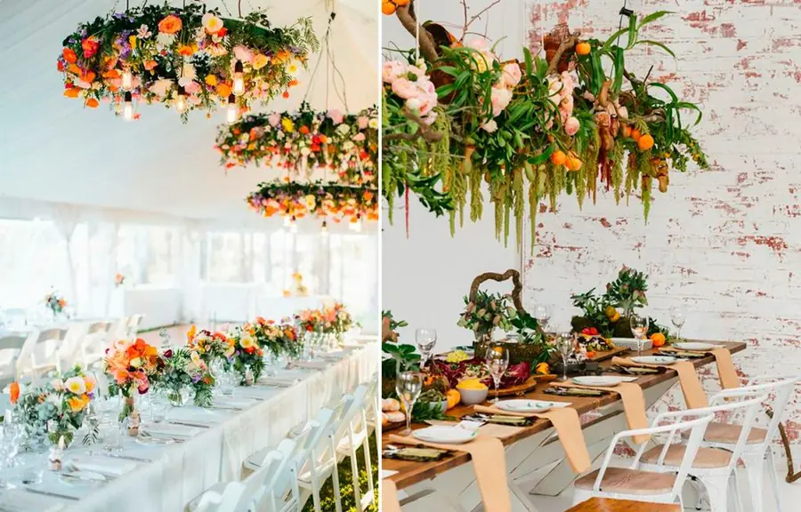 Sillas de boda en un jardín