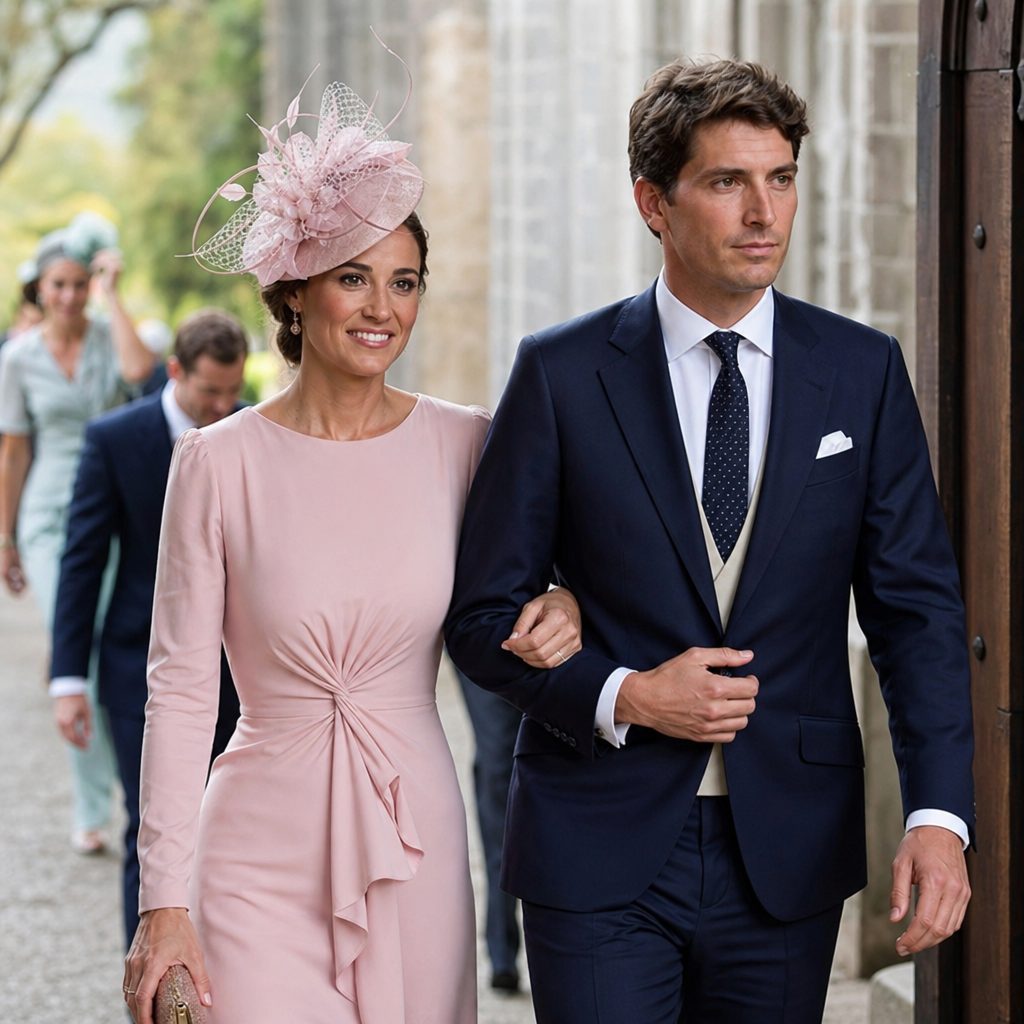 Invitados a una boda vestidos con dress code formal entrando a la ceremonia